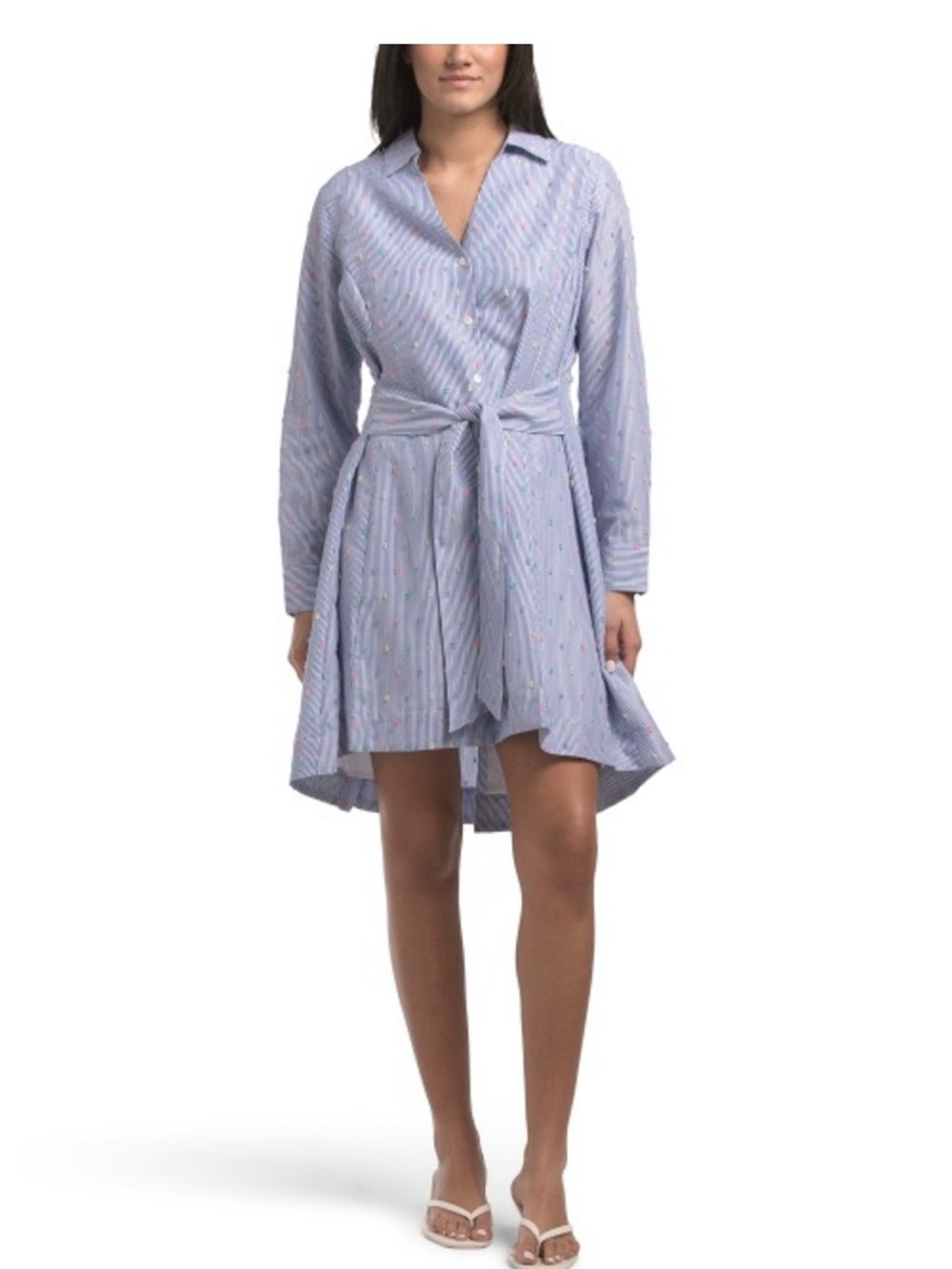 Draper James Layla Blue Striped High-Low Shirt Dress